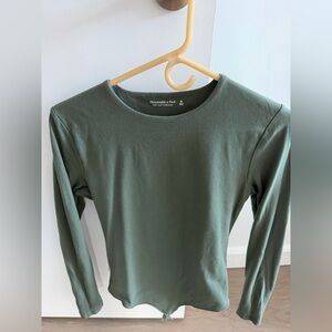 Abercrombie & Fitch Olive Green Long Sleeve Crew Top